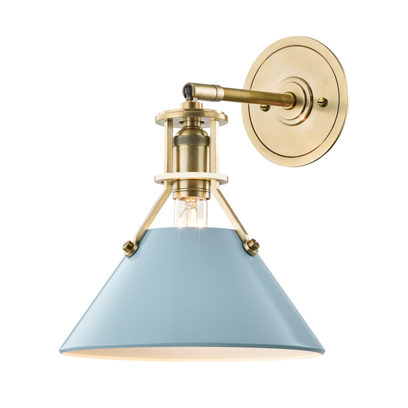 Hudson Valley Painted No.2 Wall Sconce Aged Brass, Blue Bird