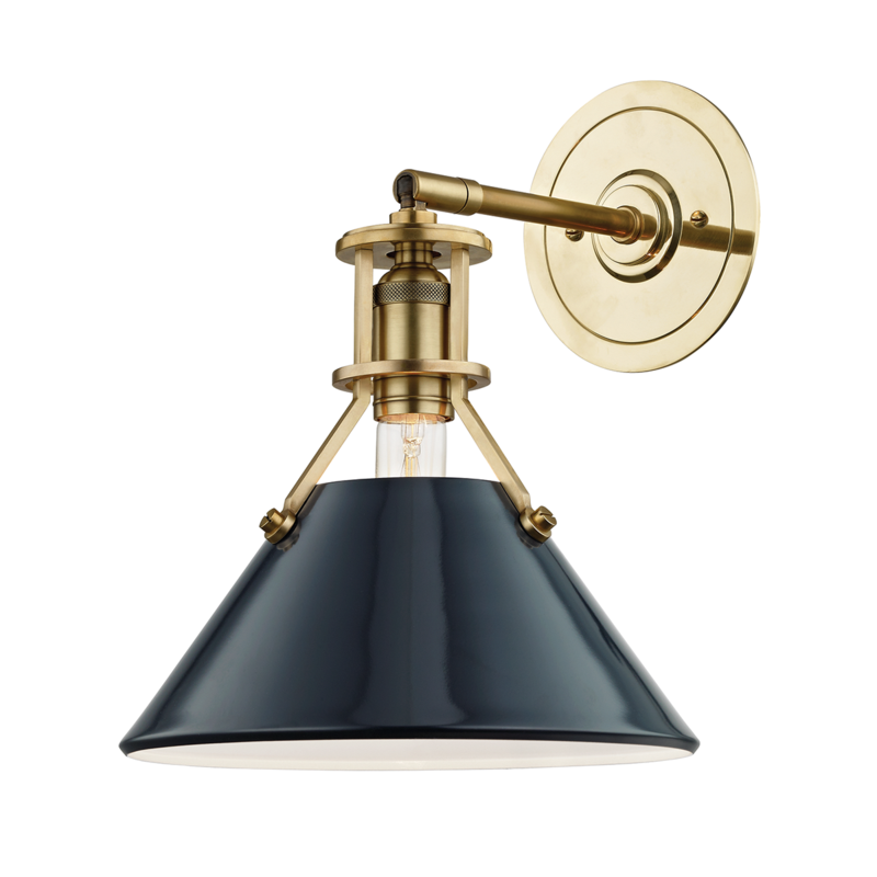 Hudson Valley Painted No.2 Wall Sconce Aged Brass, Darkest Blue