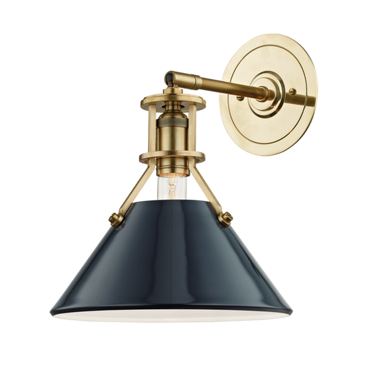 Hudson Valley Painted No.2 Wall Sconce Aged Brass, Darkest Blue