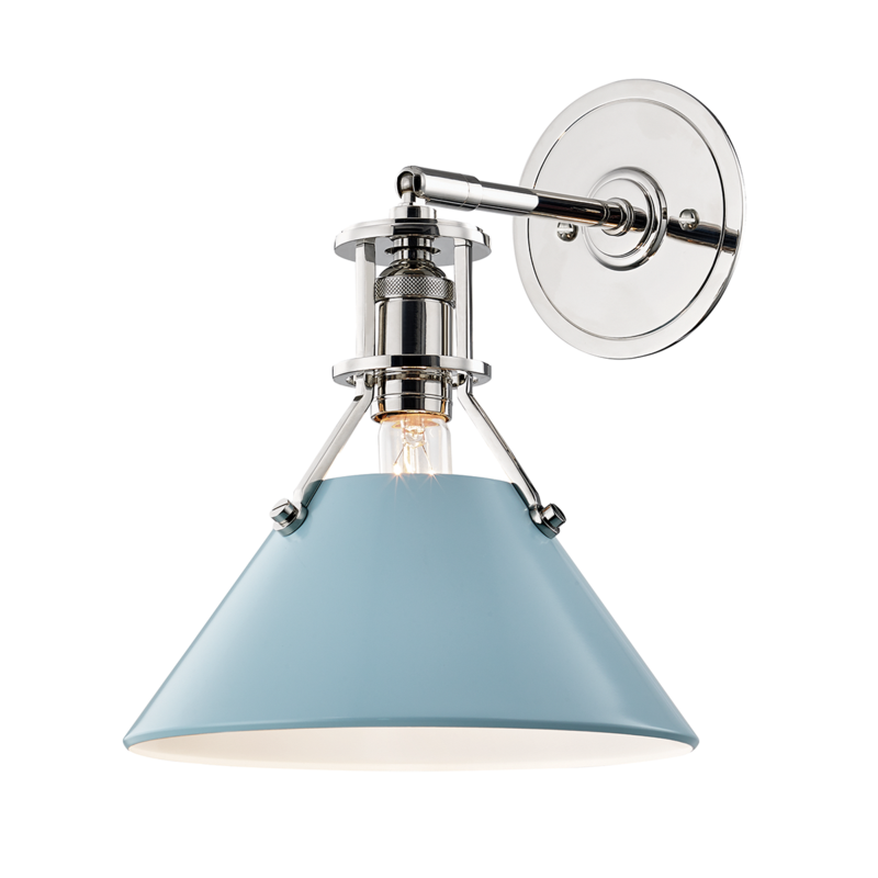 Hudson Valley Painted No.2 Wall Sconce Polished Nickel, Blue Bird