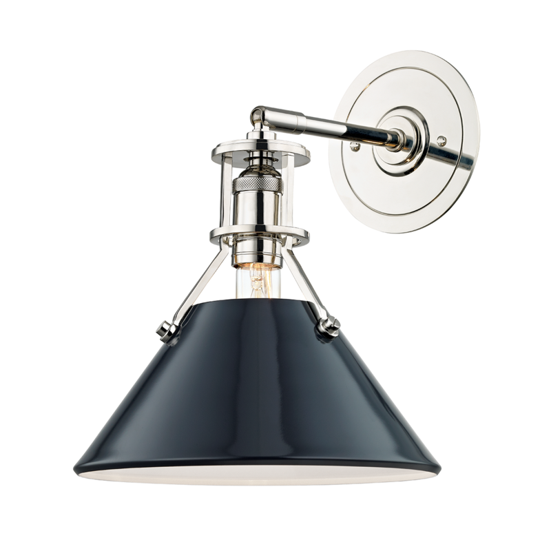 Hudson Valley Painted No.2 Wall Sconce Polished Nickel, Darkest Blue