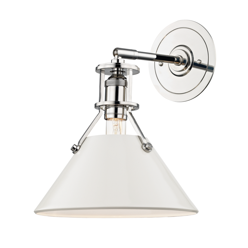 Hudson Valley Painted No.2 Wall Sconce Polished Nickel, Off-White