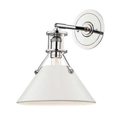 Hudson Valley Painted No.2 Wall Sconce Polished Nickel, Off-White