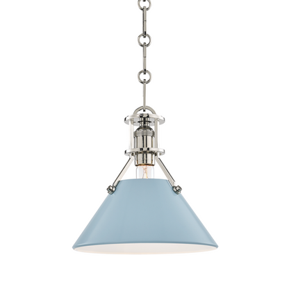Hudson Valley Painted No.2 Pendant Polished Nickel, Blue Bird