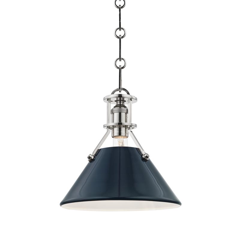 Hudson Valley Painted No.2 Pendant Polished Nickel, Darkest Blue