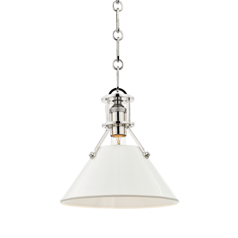 Hudson Valley Painted No.2 Pendant Polished Nickel, Off-White