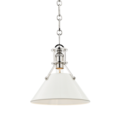 Hudson Valley Painted No.2 Pendant Polished Nickel, Off-White