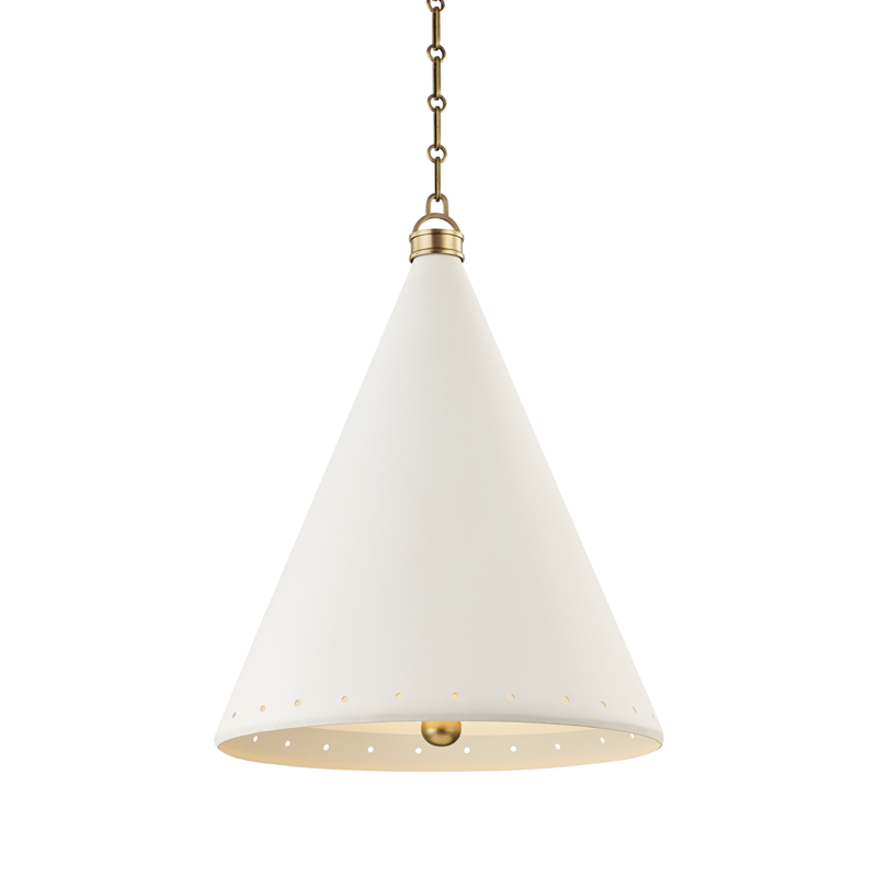 Hudson Valley Plaster No.1 Pendant 2-Light Aged Brass, White Plaster