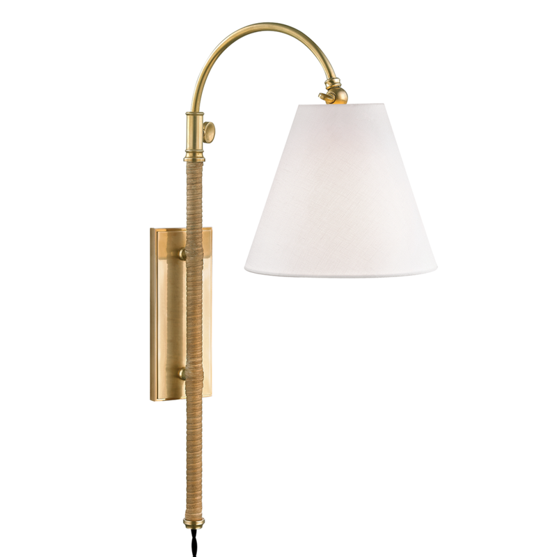 Hudson Valley Curves No.1 Adjustable Wall Sconce With Plug Antique Brass