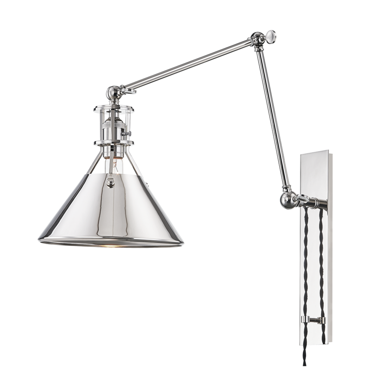 Hudson Valley Metal No.2 Adjustable Wall Sconce with Plug Polished Nickel