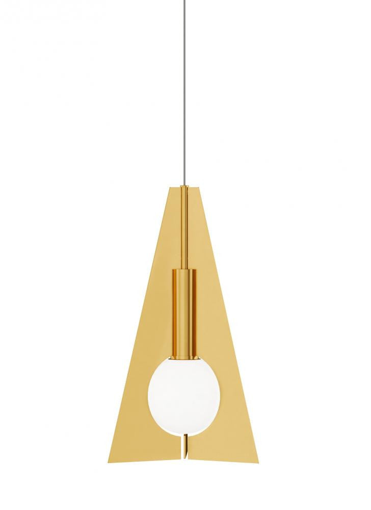 Visual Comfort Modern Mini Orbel Pyramid Pendant Brass