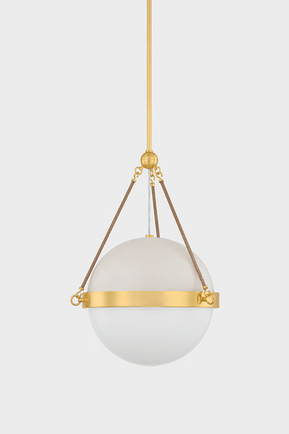 Mitzi by Hudson Valley Lighting Abbie Pendant in Aged Brass / Soft Bisque, detail view 1