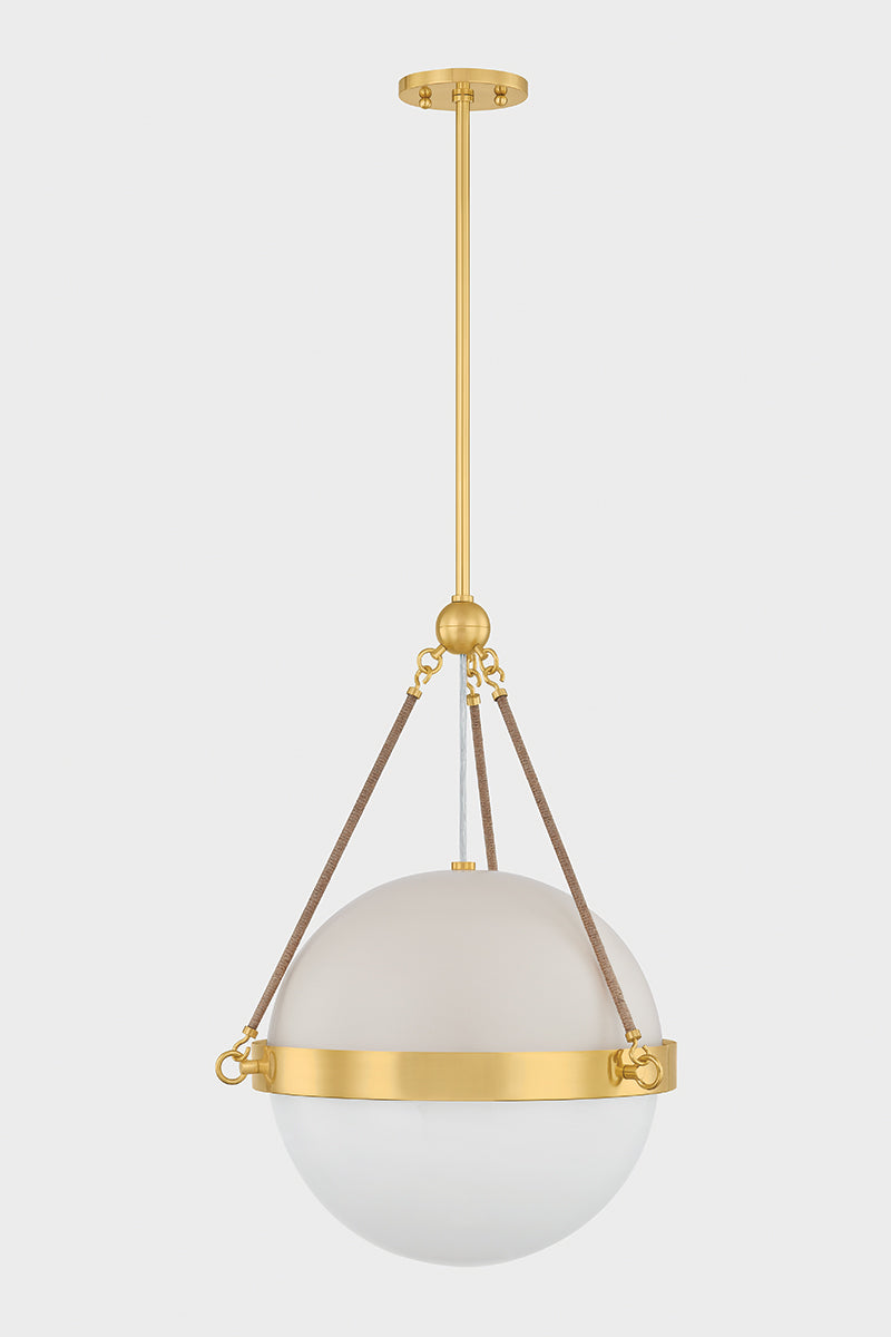 Mitzi by Hudson Valley Lighting Abbie Pendant in Aged Brass / Soft Bisque, detail view 2