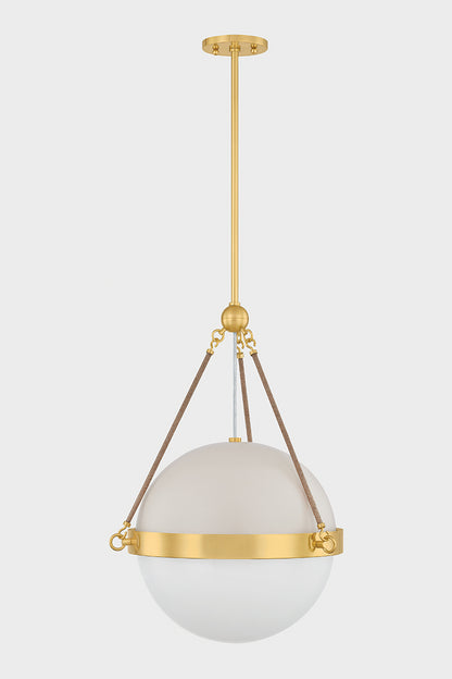 Mitzi by Hudson Valley Lighting Abbie Pendant in Aged Brass / Soft Bisque, detail view 2