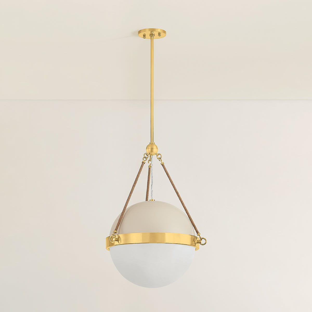 Mitzi by Hudson Valley Lighting Abbie Pendant in Aged Brass / Soft Bisque, detail view 3