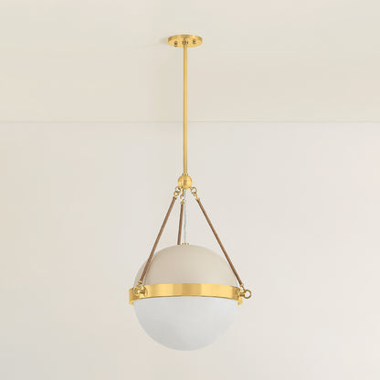 Mitzi by Hudson Valley Lighting Abbie Pendant in Aged Brass / Soft Bisque, detail view 3