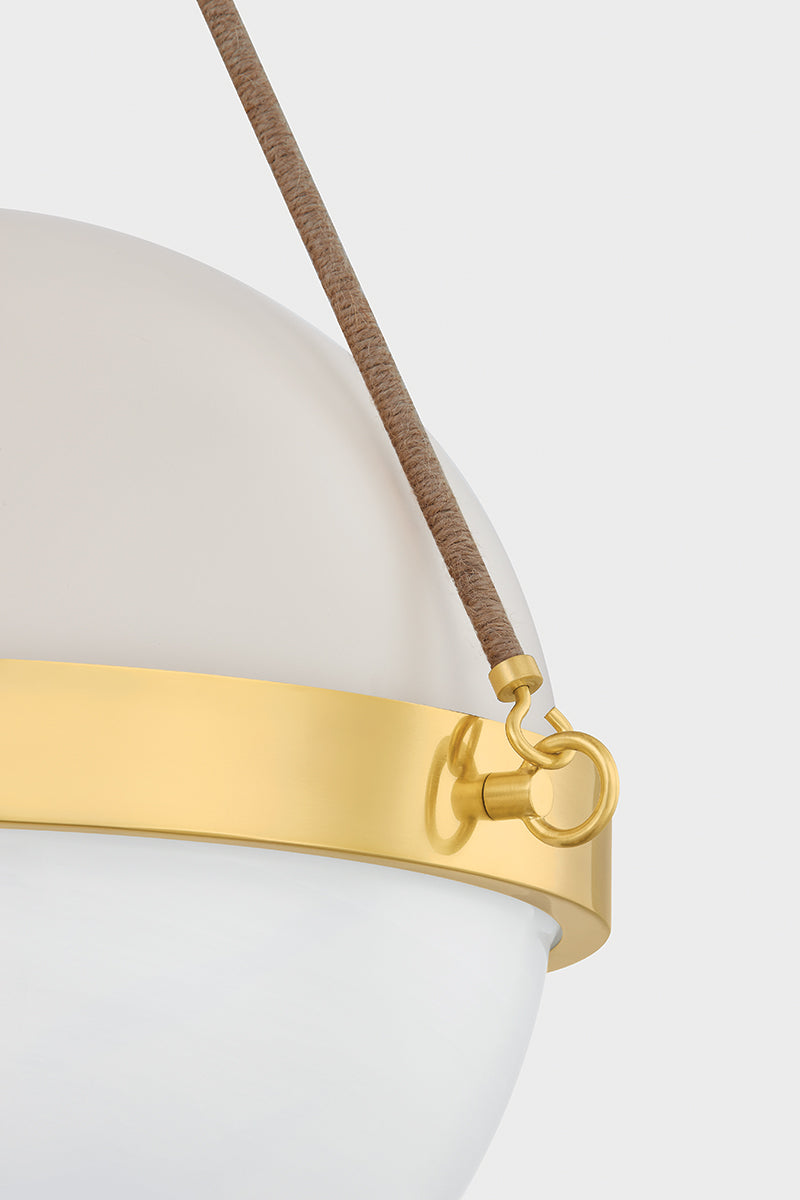 Mitzi by Hudson Valley Lighting Abbie Pendant in Aged Brass / Soft Bisque, detail view 4