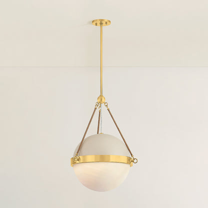 Mitzi by Hudson Valley Lighting Abbie Pendant in Aged Brass / Soft Bisque, detail view 5