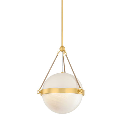 Mitzi by Hudson Valley Lighting Abbie Pendant in Aged Brass / Soft Bisque