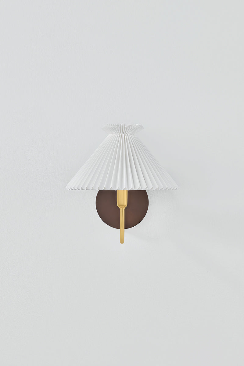 Mitzi by Hudson Valley Lighting Acacia Wall Sconce in Aged Brass, detail view 1