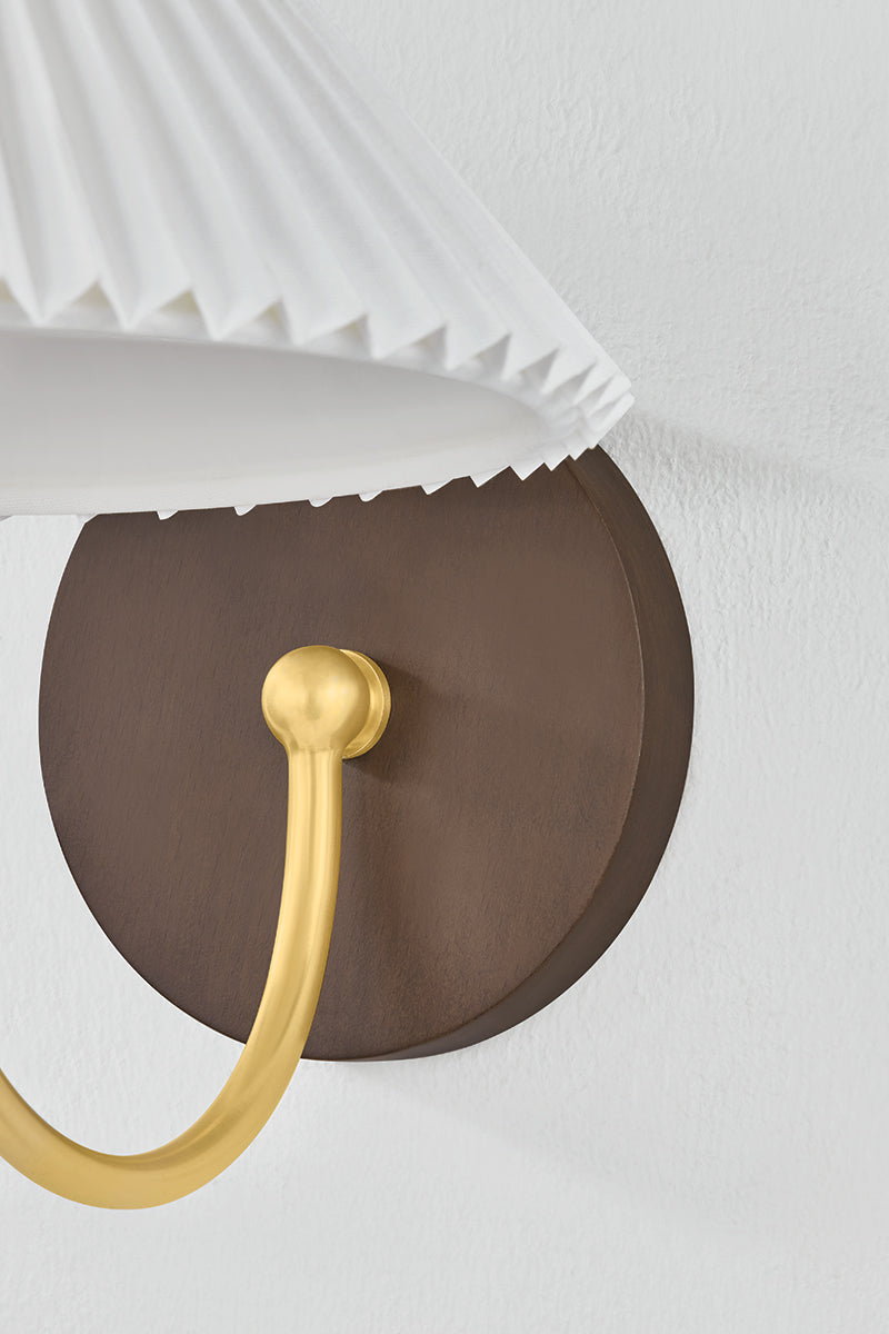 Mitzi by Hudson Valley Lighting Acacia Wall Sconce in Aged Brass, detail view 2