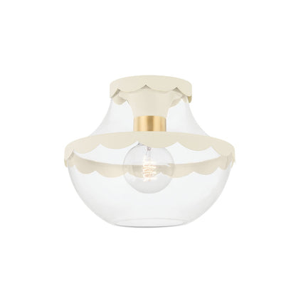 Mitzi by Hudson Valley Lighting Alaina Semi-Flush Mount in Aged Brass