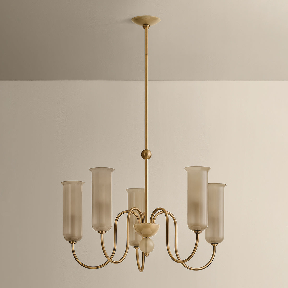 Mitzi by Hudson Valley Lighting Alessandra Chandelier in Patina Brass / Light Bronze Etched Inside, detail view 3