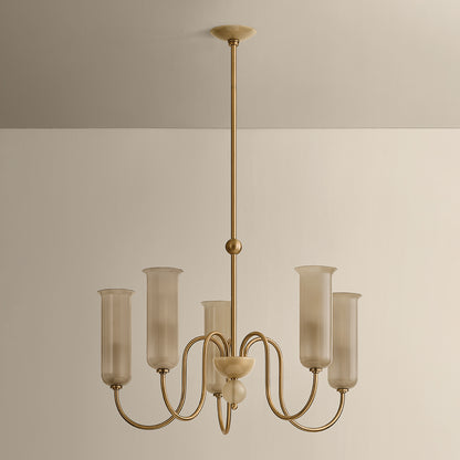 Mitzi by Hudson Valley Lighting Alessandra Chandelier in Patina Brass / Light Bronze Etched Inside, detail view 3