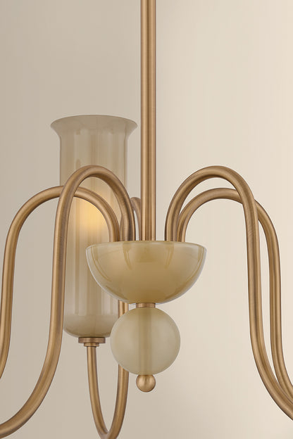 Mitzi by Hudson Valley Lighting Alessandra Chandelier in Patina Brass / Light Bronze Etched Inside, detail view 4