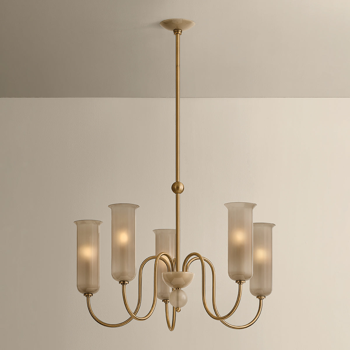 Mitzi by Hudson Valley Lighting Alessandra Chandelier in Patina Brass / Light Bronze Etched Inside, detail view 5