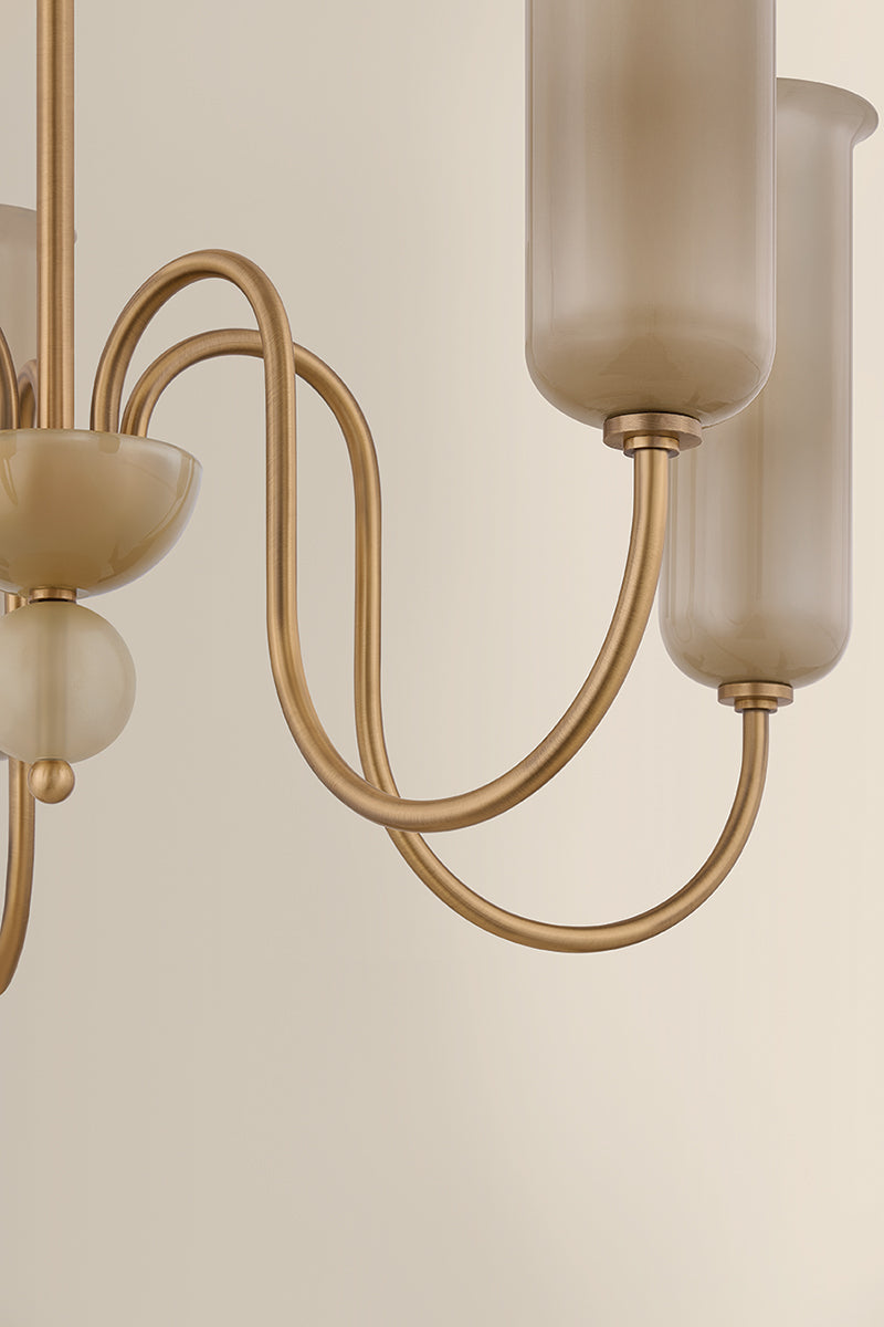 Mitzi by Hudson Valley Lighting Alessandra Chandelier in Patina Brass / Light Bronze Etched Inside, detail view 6