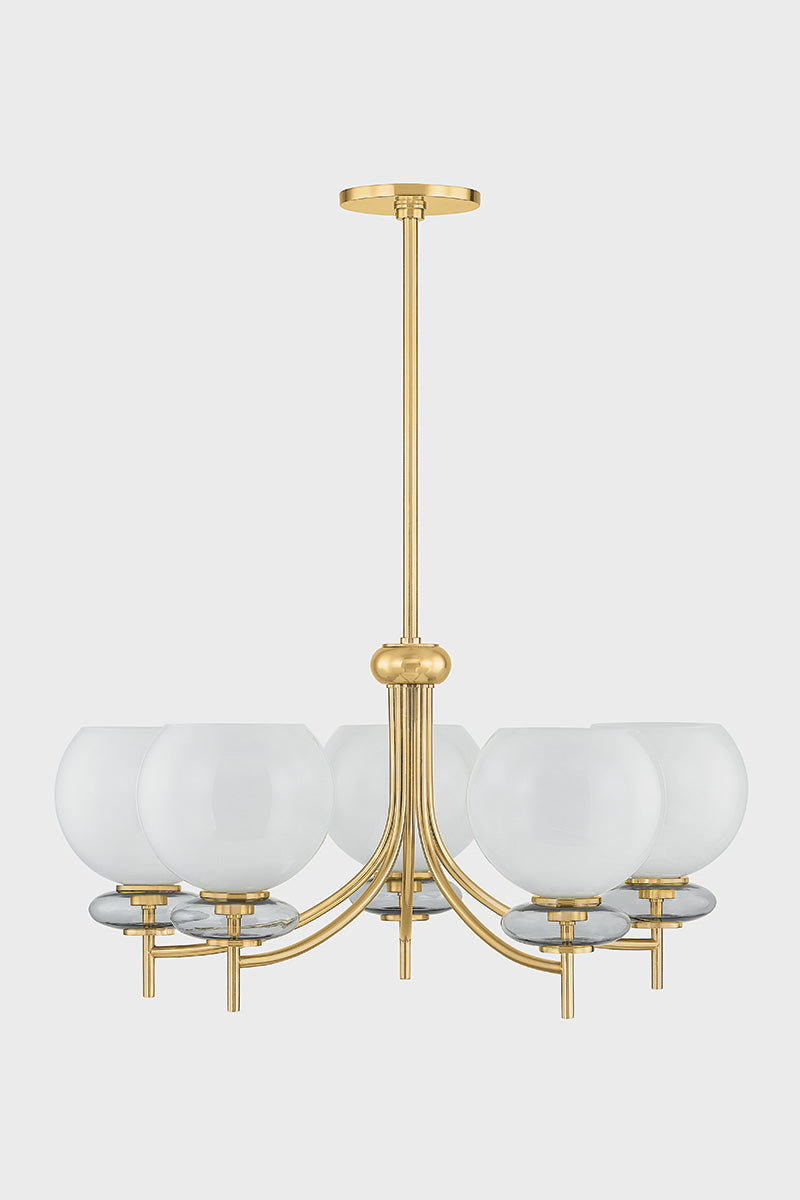 Mitzi by Hudson Valley Lighting Alexia Chandelier in Aged Brass, detail view 1