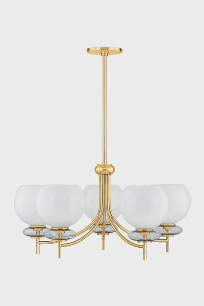 Mitzi by Hudson Valley Lighting Alexia Chandelier in Aged Brass, detail view 1