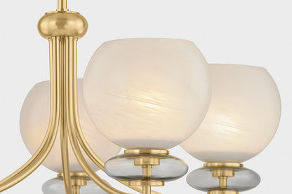 Mitzi by Hudson Valley Lighting Alexia Chandelier in Aged Brass, detail view 2