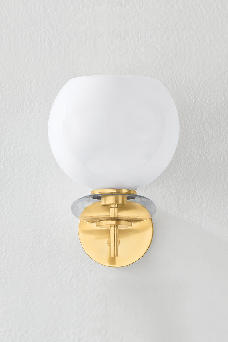 Mitzi by Hudson Valley Lighting Alexia Wall Sconce in Aged Brass, detail view 1