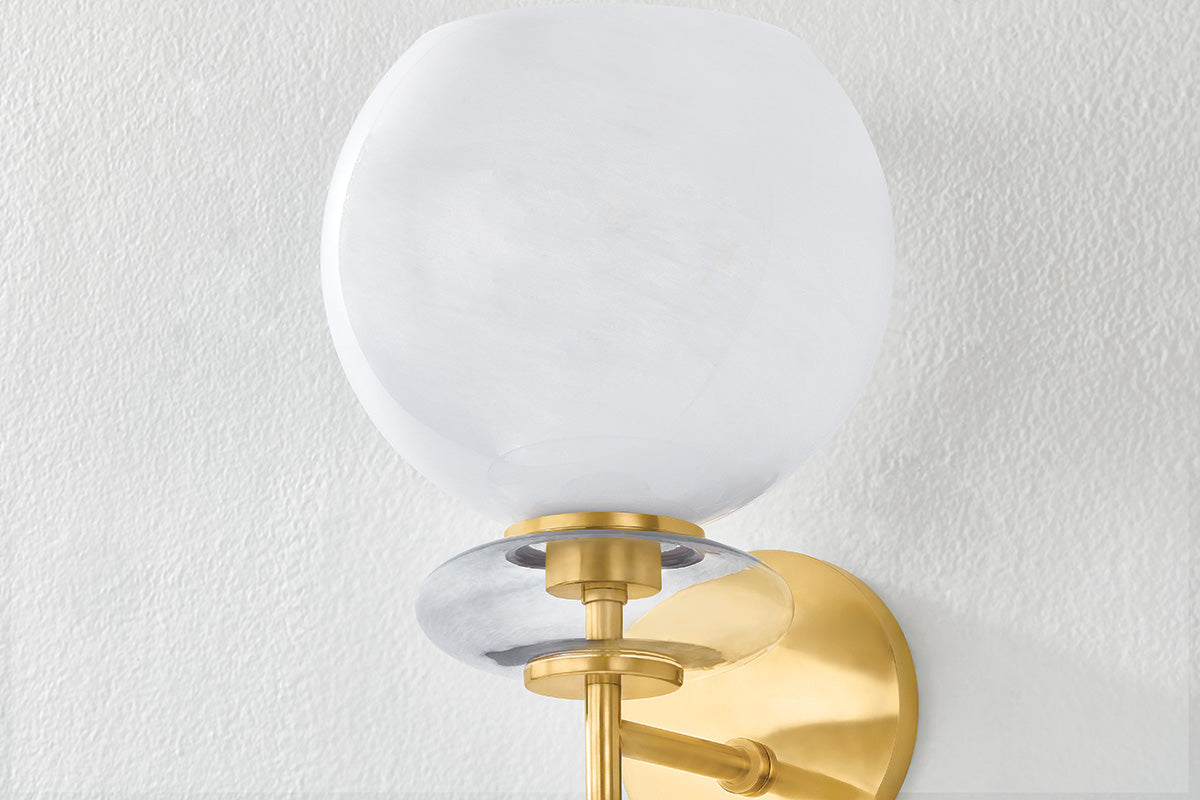 Mitzi by Hudson Valley Lighting Alexia Wall Sconce in Aged Brass, detail view 2