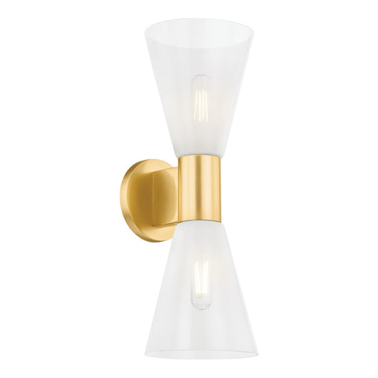 Mitzi by Hudson Valley Lighting Alma 2-Light Wall Sconce in Aged Brass