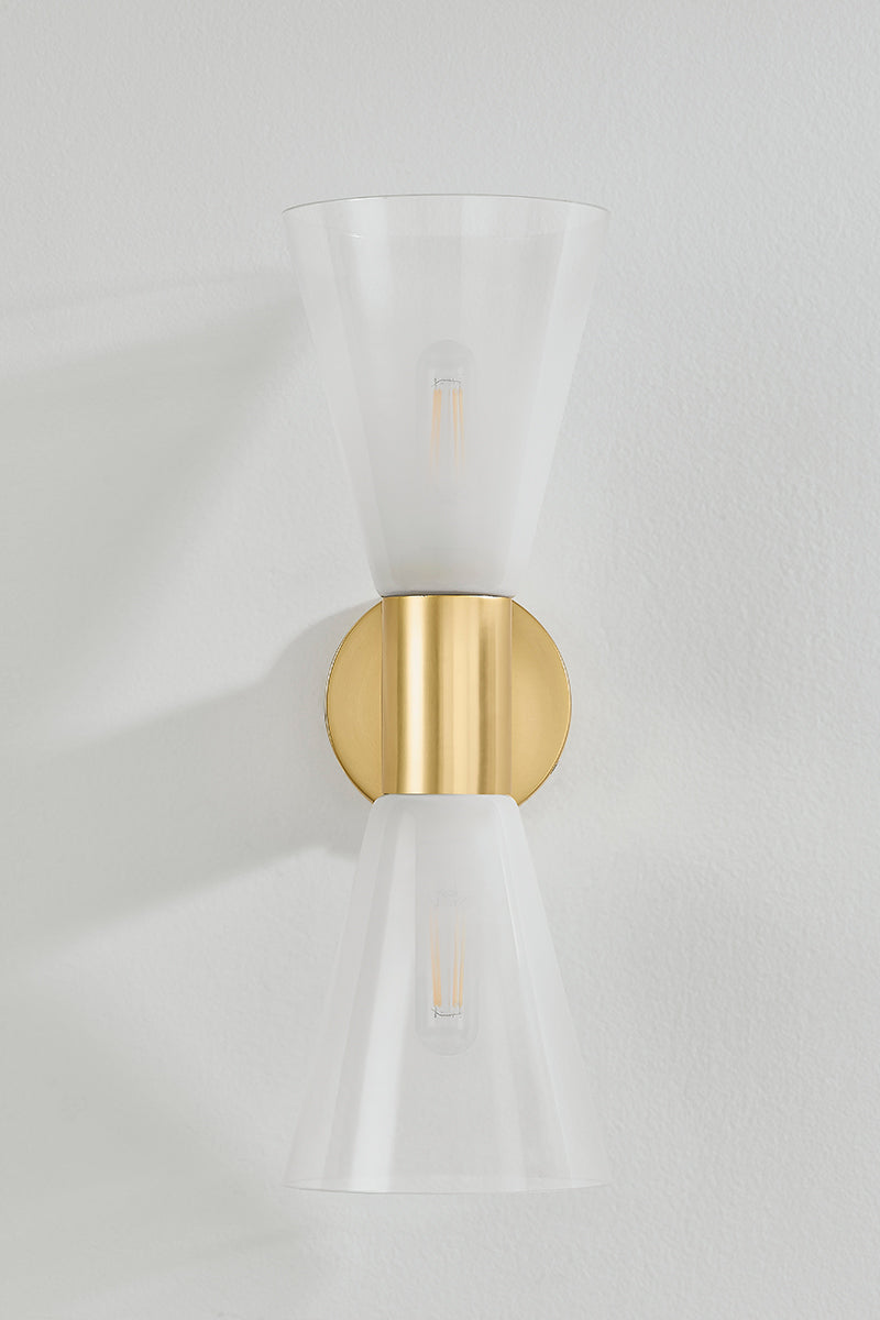 Mitzi by Hudson Valley Lighting Alma 2-Light Wall Sconce in Aged Brass, detail view 1
