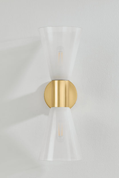 Mitzi by Hudson Valley Lighting Alma 2-Light Wall Sconce in Aged Brass, detail view 1