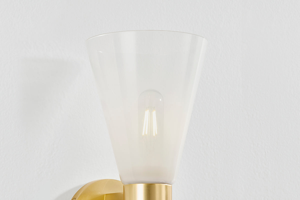 Mitzi by Hudson Valley Lighting Alma 1-Light Wall Sconce in Aged Brass, detail view 2