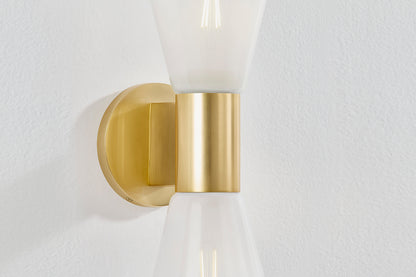 Mitzi by Hudson Valley Lighting Alma 2-Light Wall Sconce in Aged Brass, detail view 2