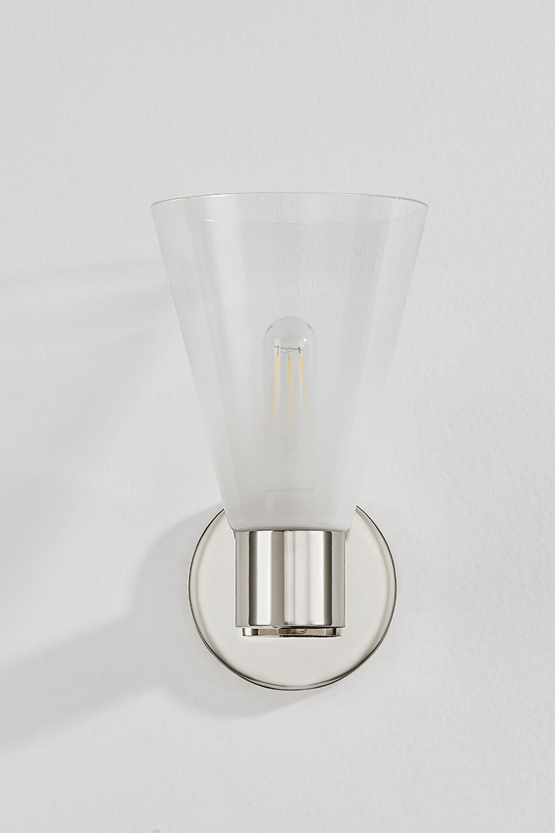 Mitzi by Hudson Valley Lighting Alma 1-Light Wall Sconce in Polished Nickel, detail view 1