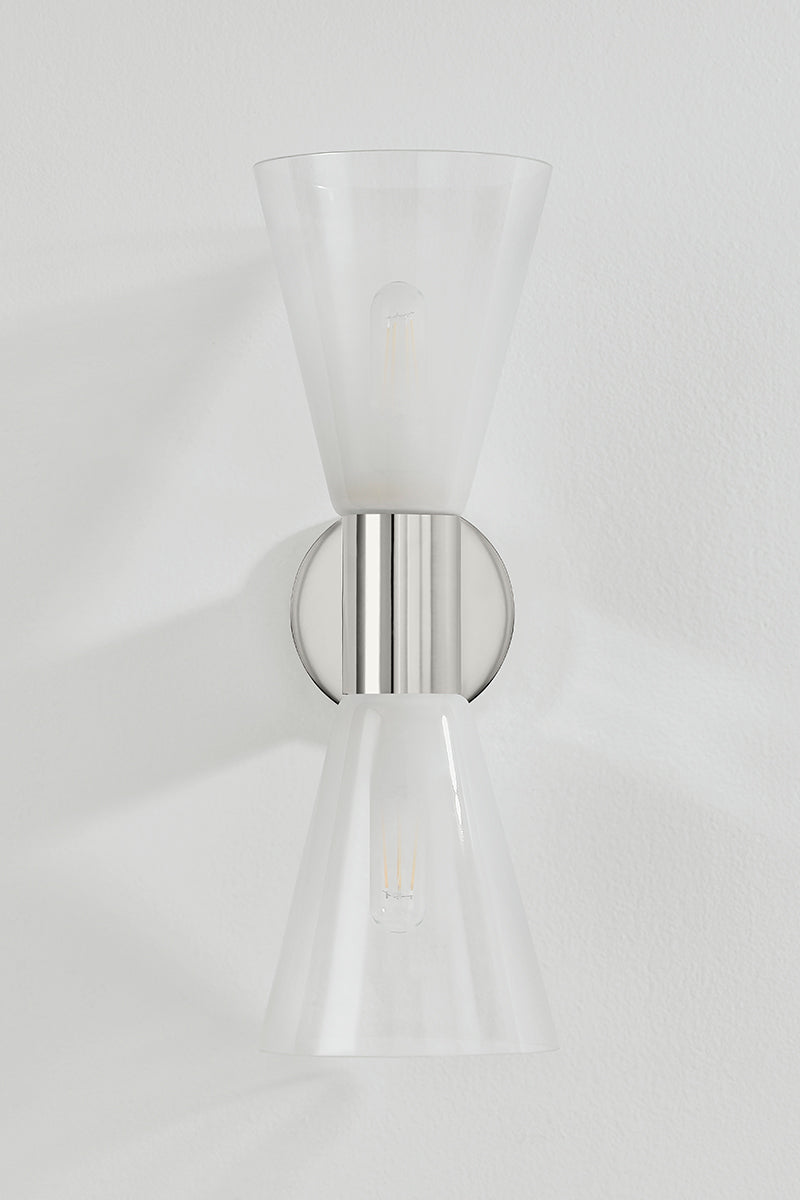 Mitzi by Hudson Valley Lighting Alma 2-Light Wall Sconce in Polished Nickel, detail view 1