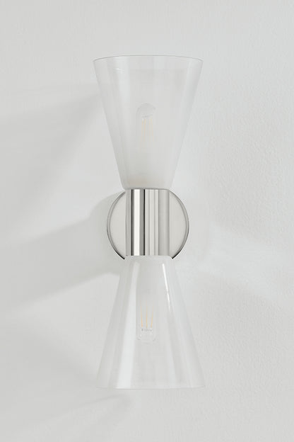 Mitzi by Hudson Valley Lighting Alma 2-Light Wall Sconce in Polished Nickel, detail view 1