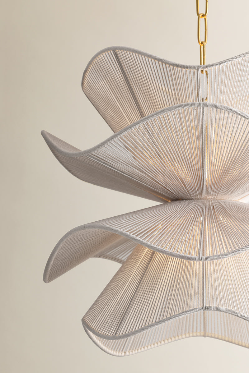 Mitzi by Hudson Valley Lighting Amanda Small Chandelier in Aged Brass / Natural Cotton, detail view 1