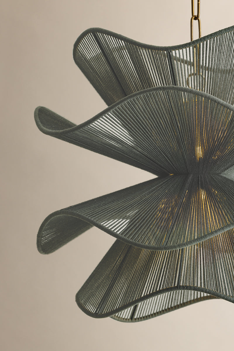 Mitzi by Hudson Valley Lighting Amanda Small Chandelier in Patina Brass / Spruce Cotton, detail view 1