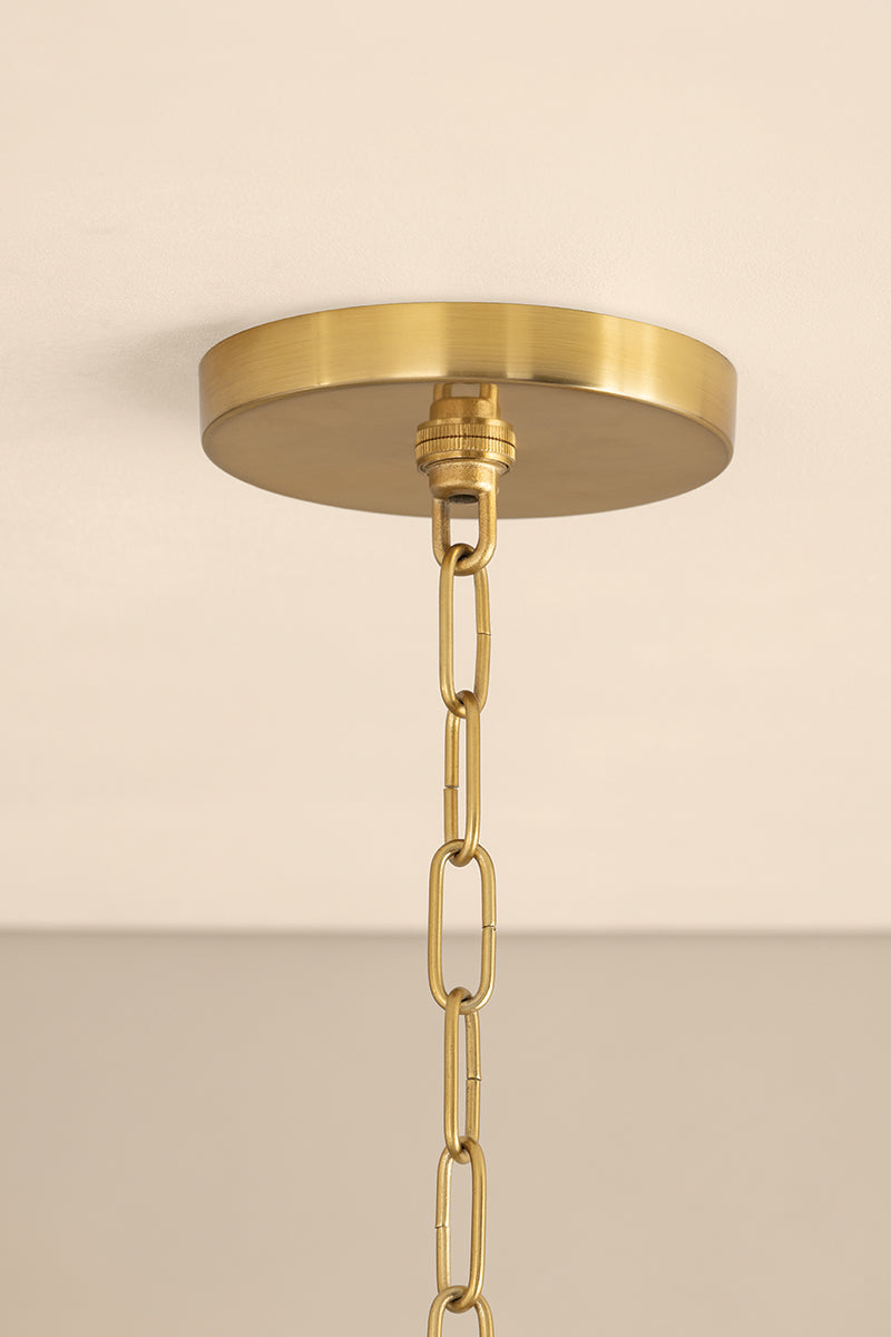 Mitzi by Hudson Valley Lighting Amanda Small Chandelier in Aged Brass / Natural Cotton, detail view 4