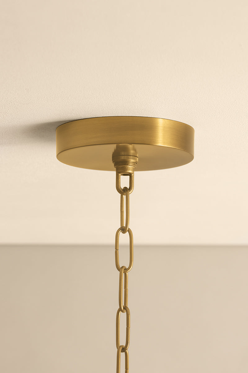 Mitzi by Hudson Valley Lighting Amanda Small Chandelier in Patina Brass / Spruce Cotton, detail view 4