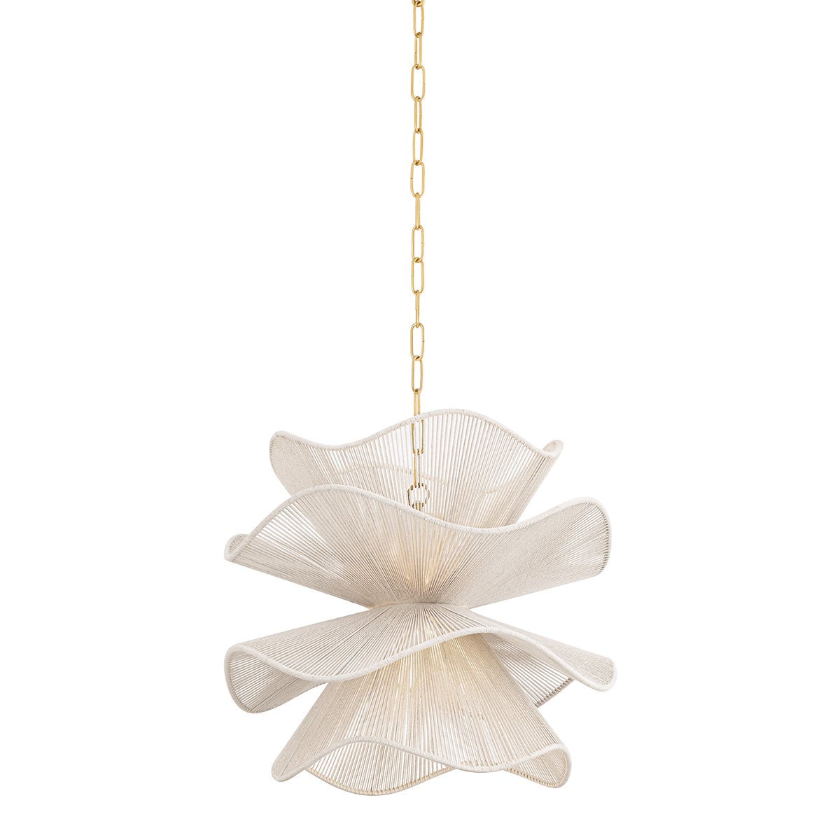 Mitzi by Hudson Valley Lighting Amanda Small Chandelier in Aged Brass / Natural Cotton