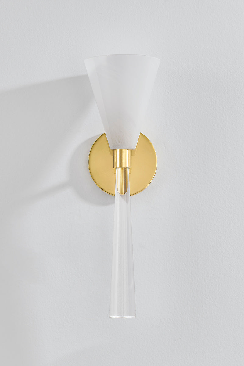Mitzi by Hudson Valley Lighting Amara Wall Sconce in Aged Brass, detail view 1